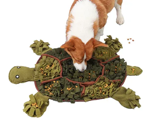 puppy playing with snuffle mat