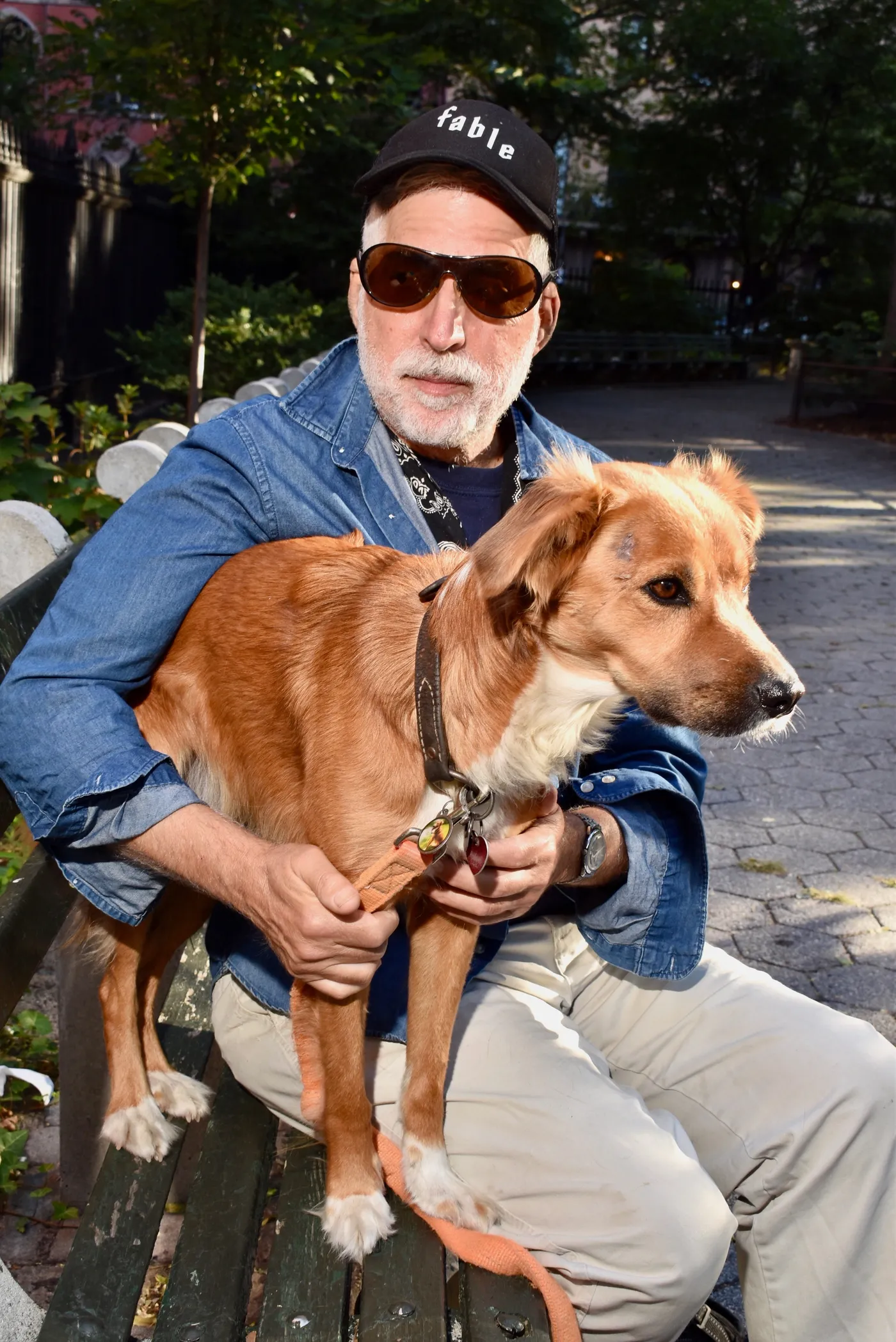 Andrew Garn and Possum in Stuyvesant Park. Photo by Nina Roberts.