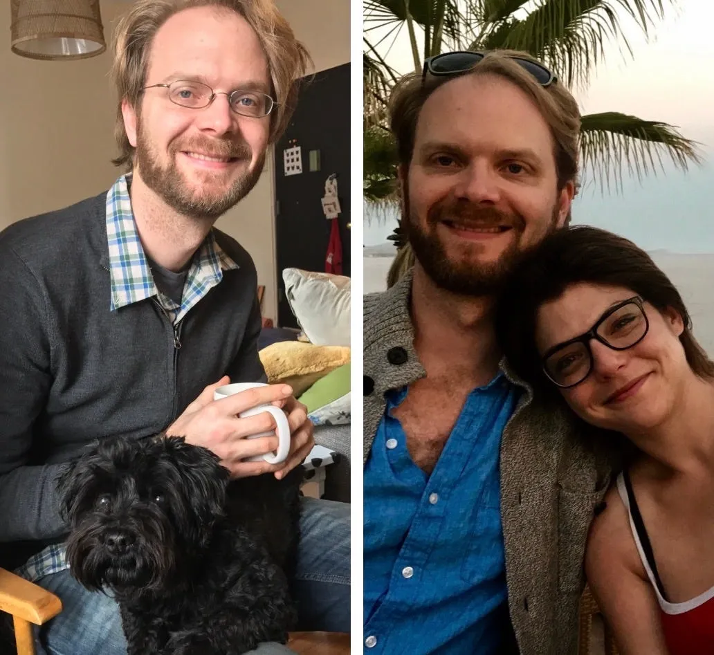 Jason with Amos, and with me, a few months after we met.