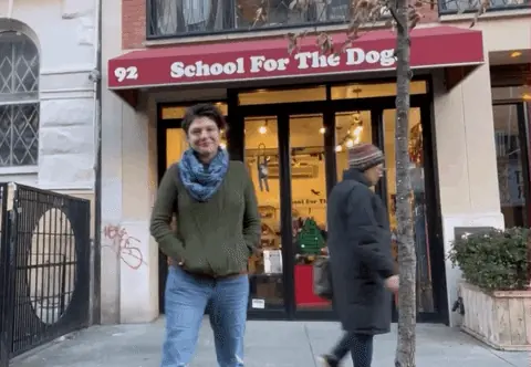 Annie Grossman outside the School For The Dogs storefront in the East Village